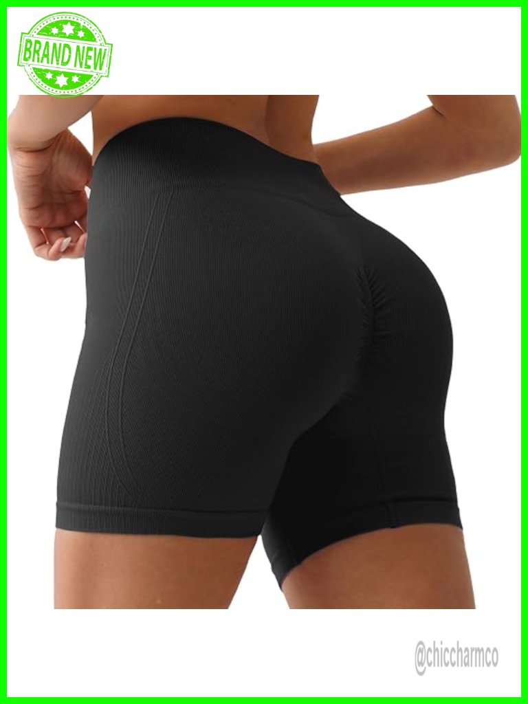 Women's High Waist Seamless Compression Bike Shorts With Scrunch Tummy Control